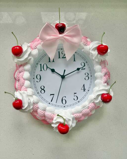 Cherry Bow Cake Clock