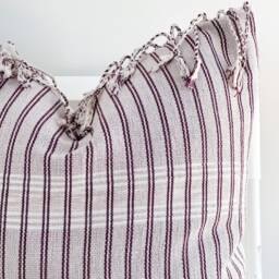 Brown Tan Tribal Hemp Hand Woven Striped Natural Dye Color Hmong Pillow Cover - thumbnail 2