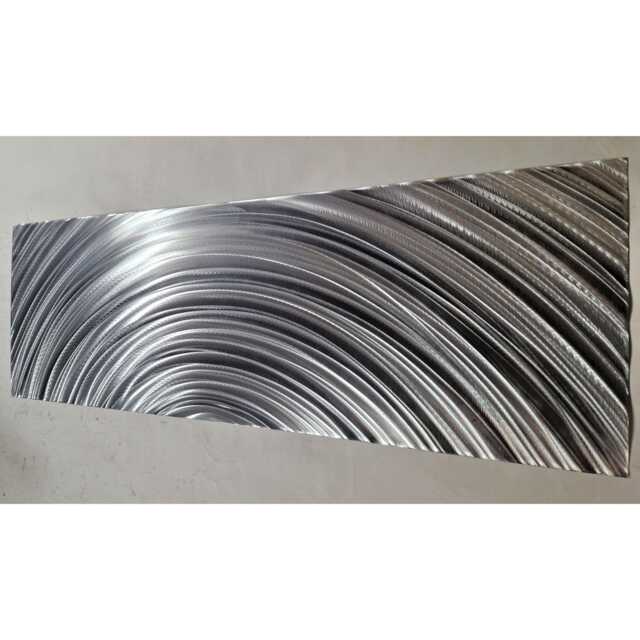 Modern Abstract Ripples Metal Wall Art, Silverblack, Indoor/Outdoor Decor - image 1