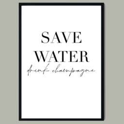 Save Water Drink Champagne, Champagne Quote, Champagne Lover, Funny Wall Art, Gift, Quote, Water - thumbnail 2