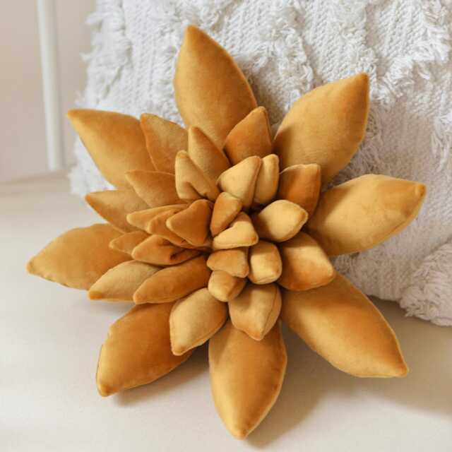 Gold Velvet Succulent Pillow Boho Nursery & Home Decor - image 1