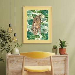 Tropical Leopard Botanical Print, Maximalist Jungle Wall Art - thumbnail 2