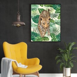 Tropical Leopard Botanical Print, Maximalist Jungle Wall Art - thumbnail 1