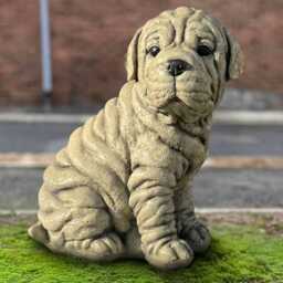 Shar Pei Dog Statue Realistic Figurine Cute Wrinkled Puppy Sculpture Outdoor Garden Decoration Dog Lover Gift Handmade Pei Art - thumbnail 3