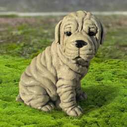 Shar Pei Dog Statue Realistic Figurine Cute Wrinkled Puppy Sculpture Outdoor Garden Decoration Dog Lover Gift Handmade Pei Art - thumbnail 4