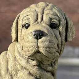 Shar Pei Dog Statue Realistic Figurine Cute Wrinkled Puppy Sculpture Outdoor Garden Decoration Dog Lover Gift Handmade Pei Art - thumbnail 2