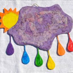 Rainbow Rainy Cloud & Sun Frameless Wall Mirror, Asymetrical Full Size Eclectic Decor, House Warming Gift, Boho Mirror - thumbnail 4