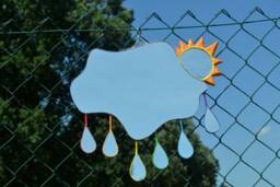 Rainbow Rainy Cloud & Sun Frameless Wall Mirror, Asymetrical Full Size Eclectic Decor, House Warming Gift, Boho Mirror