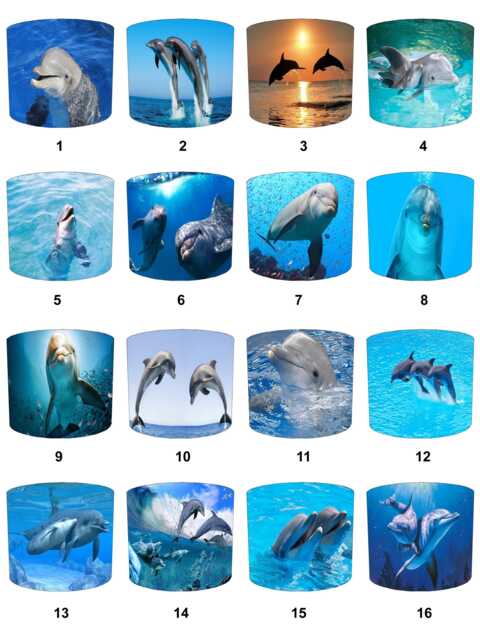 Dolphin Drum Lampshade For Ceiling Light Pendants Or Table Lamp Bases - image 1
