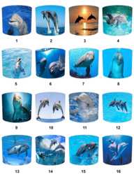 Dolphin Drum Lampshade For Ceiling Light Pendants Or Table Lamp Bases - thumbnail 1