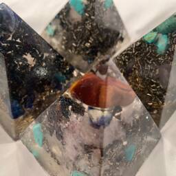 Handmade Quartz Crystal Orgone Pyramid Set, Emf Protection - thumbnail 2