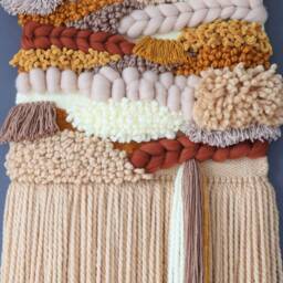 Large Abstract Woven Wall Hanging Boho Yarn Art Decor - thumbnail 3