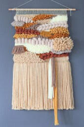Large Abstract Woven Wall Hanging Boho Yarn Art Decor - thumbnail 1