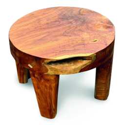 Solid Teak Round Low Lamp Table With 4 Legs 35cm High - thumbnail 4
