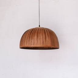 Walnut Wood Pendant Light, Scandinavian Decor Stylish Lamp Shade, Cottage Chandelier Light - thumbnail 3