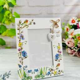 "Floral Butterfly Decoupage Photo Frame, Rustic Wooden Picture Frame - 4""x6" - thumbnail 2