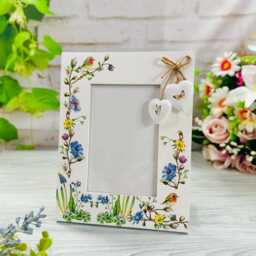 "Floral Butterfly Decoupage Photo Frame, Rustic Wooden Picture Frame - 4""x6" - thumbnail 3