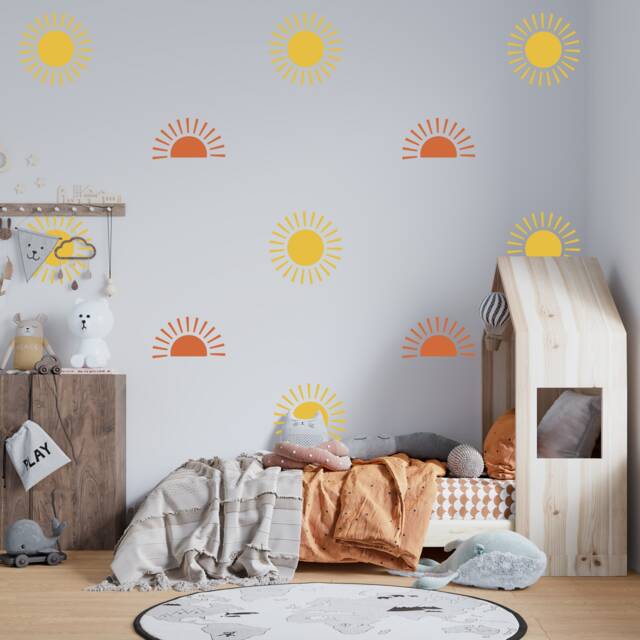 12 X Boho Sunshines, Wall Art, Children's, Nursery, Vinyl Wall Art, Decal, Sticker, Removable, Decoration, Decor, Nursery, Childminders - image 1