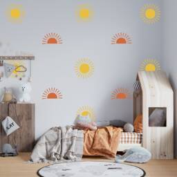 12 X Boho Sunshines, Wall Art, Children's, Nursery, Vinyl Wall Art, Decal, Sticker, Removable, Decoration, Decor, Nursery, Childminders - thumbnail 1