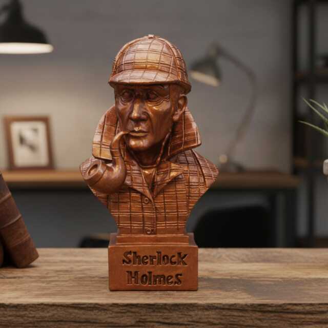 Sherlock Holmes Figurine Bust, Antique Bronze Finish, Size 5.5 Inch Tall, Detailed Features, Entirely Handcrafted - image 1