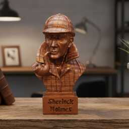 Sherlock Holmes Figurine Bust, Antique Bronze Finish, Size 5.5 Inch Tall, Detailed Features, Entirely Handcrafted