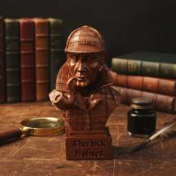Sherlock Holmes Figurine Bust, Antique Bronze Finish, Size 5.5 Inch Tall, Detailed Features, Entirely Handcrafted - thumbnail 2