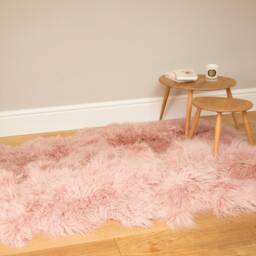 Large Tibetan Sheepskin Rug, Baby Pink Sheepskin, Blush Large Fur Rug - thumbnail 3