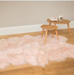 Large Tibetan Sheepskin Rug, Baby Pink Sheepskin, Blush Large Fur Rug - thumbnail 1