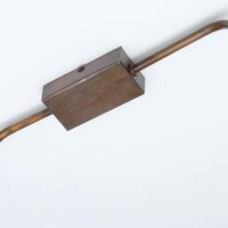 Minimalist Industrial Rectangle Pendant Lamp Patina Steel & Wood - thumbnail 4