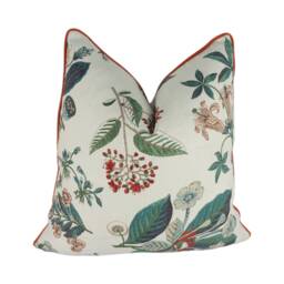 Cowtan & Tout - Linnaeus Teal/Cream Beautiful Piped Botanical Designer Cushion Cover Handmade Throw Pillow Home Decor - thumbnail 1