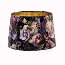 Tapered Lamp Shade in Vintage Flowers Velvet & Gold Lining