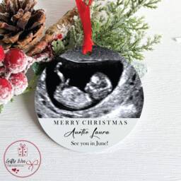 Personalised Pregnancy Announcement Baby Scan Bauble For Grandparents - Christmas Gift From Bump For Nanny Grandad Reveal - thumbnail 2