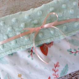 Baby Blanket - Girl Mint Minky Blush Rose Floral Nursery Bedding Gift - thumbnail 4