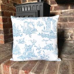 1039. Indigo Blue Toile De Jouy, Handmade Cushion Cover, 100% Cotton, Various Sizes - thumbnail 4