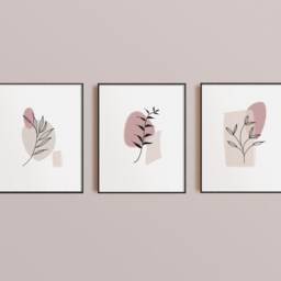 Neutral Abstract Floral Prints - Set Of 3, Blush Pink, Boho Wall Art, Living Room Prints, Bedroom New Home Gift, A3 - thumbnail 3