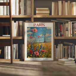 Paris France Travel Print, Flower Market, Scenery Landscape, Housewarming Gift, Lover, Living Room Wall Art Home Decor, Retro - thumbnail 2