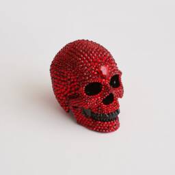 Mini Resin Glass Ruby Red Crystal Covered Human Skull - thumbnail 2