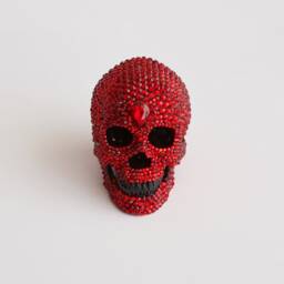 Mini Resin Glass Ruby Red Crystal Covered Human Skull