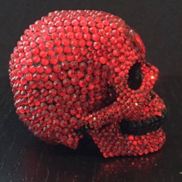 Mini Resin Glass Ruby Red Crystal Covered Human Skull - thumbnail 4