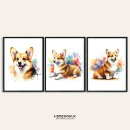 Corgi Print Poster Set - Of 3 Posters - Watercolour Corgis Wall Hanging Decor Animal Art Dog Lover Gifts Pet Artwork - thumbnail 1
