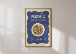 Poster Presniz, Italian Cinnamon Roll Dessert Illustrated Print, Sweets, Roll, Kitchen Art Print - thumbnail 1