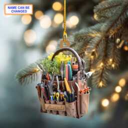 Custom Name Garden Carry Bag Christmas Ornament, Tree Hanging Decor, Flat 2D Ornament Acrylic/ Wooden, Gardening Lover - thumbnail 2
