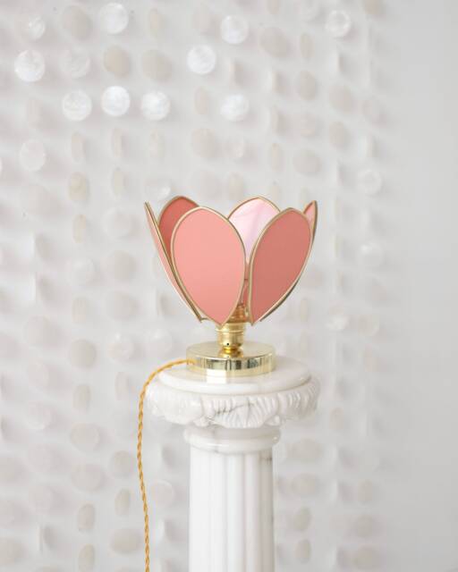 Flower Table Lamp - Terracotta & Gold - image 1