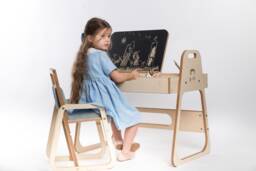 Adjustable Montessori Kids Art Play Table & Chair Set With Chalk Blackboard, Clear Acrylic Board & Sandbox For Learning/ Furniture - thumbnail 1