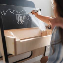 Adjustable Montessori Kids Art Play Table & Chair Set With Chalk Blackboard, Clear Acrylic Board & Sandbox For Learning/ Furniture - thumbnail 3