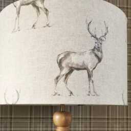 Stag Drum Lampshade UK Made Contemporary Retro Lamp Shade Textured Linen Stag Drum Deer Animal - thumbnail 2