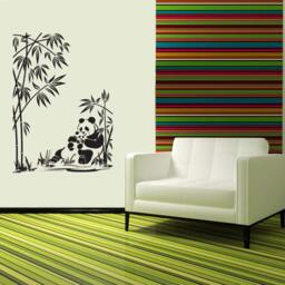 Panda Wall Decal, Bamboo Art, Bear Decor, Mom & Baby, Wildlife Sticker, Animal Nature Home Decor - thumbnail 2