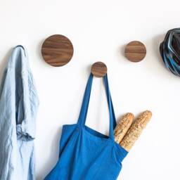 Round Wall Hooks Decorative Wooden Coat Rack High Quality Walnut Hangers - thumbnail 2