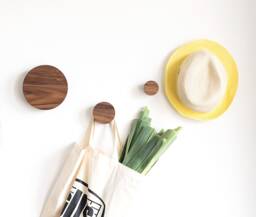 Round Wall Hooks Decorative Wooden Coat Rack High Quality Walnut Hangers - thumbnail 1