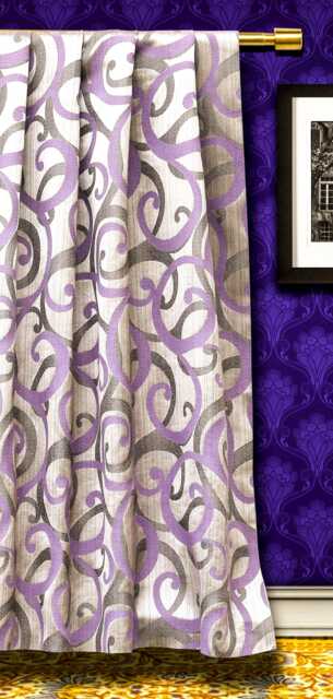 Purple Scrolls Jacquard Weave Curtain Panels - Rod Pocket, Grommet, Box Pleat, Three Pinch Tab Top & Plain Ring Top - image 1